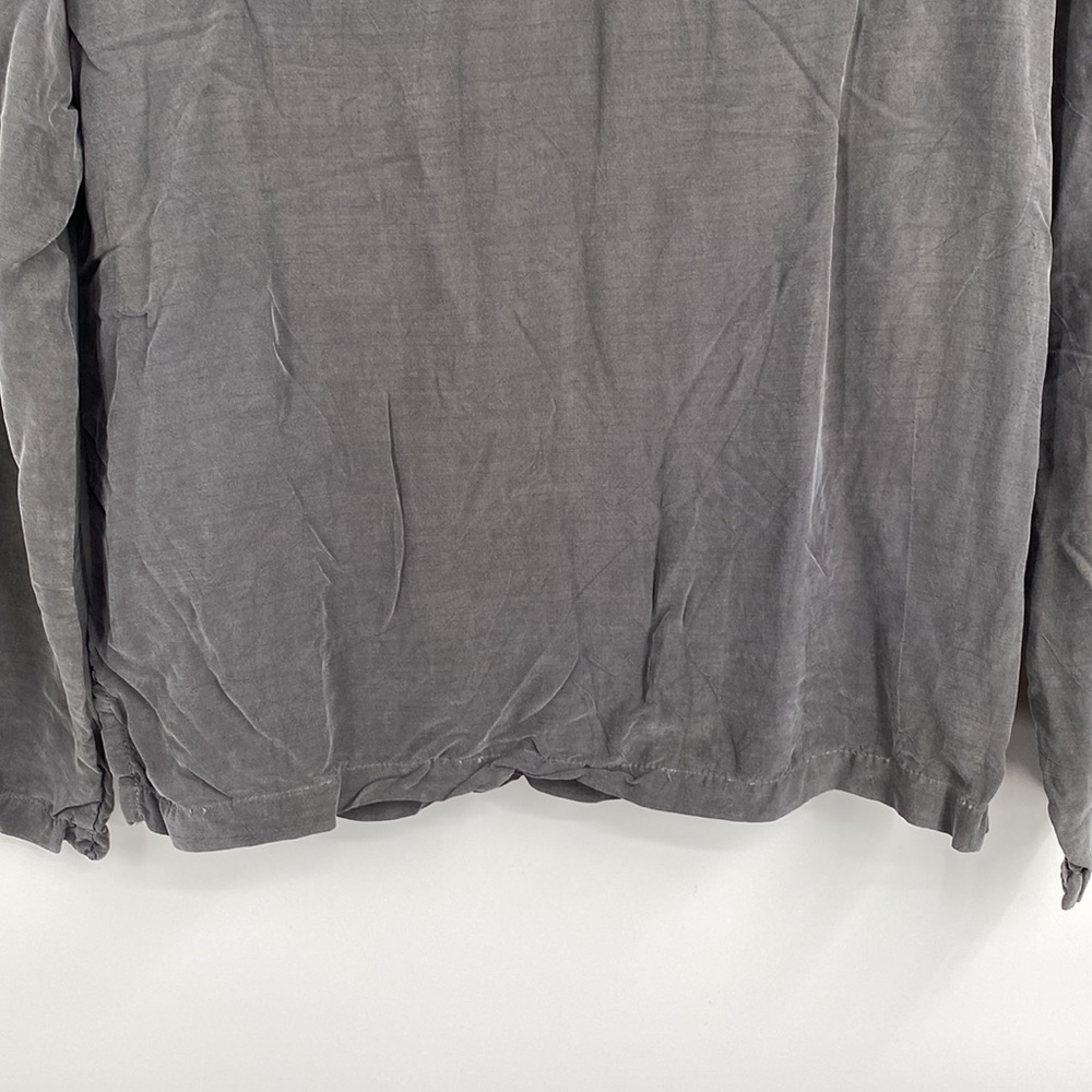 Vintage Cut Loose Light Grey 100% Bemberg Long Sleeve Shirt - Picture 4 of 11